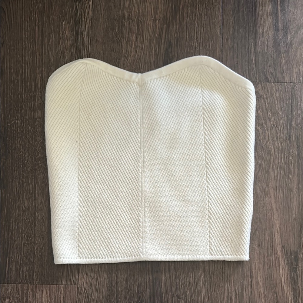 Aerie Cream Textured Strapless Top